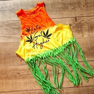 Spencer's Higher Fringe Tie Dye Crop Tank